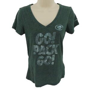 Nike Womens Small Go Pack Go Green Bay Packers V Neck Tee Shirt Top NFL Apparel